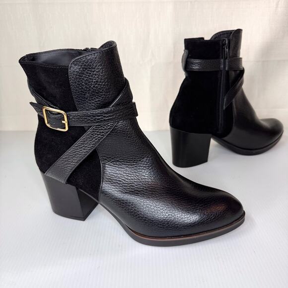 Eric Michael Shoes - NWOT Eric Michael Boots Womens 8 Black Leather Buckle Strap Moto Handmade Spain